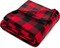 Black and Red Buffalo Plaid Fleece Throw Blanket for Couch, Soft Checkered Flannel Blanket for Sofa, Plaid Christmas Couch Throw Bed, Warm Cozy Decorative Blanket Fall Decor Gift, 50x60